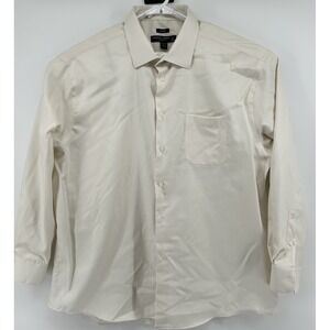 Pronto Uomo Cotton Long Sleeve Button Down Shirt White Men's‎ Size 18.5 34/35